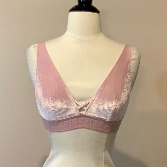 VS Pink Velvet Triangle Bralette in Baby Pink Small - Picture 4 of 10